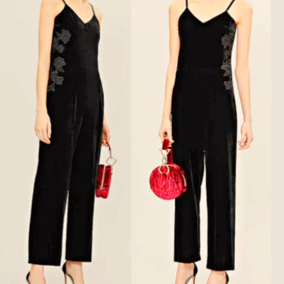 Sandro Black Emilia velvet embroidered Jumpsuit - Picture 9 of 14